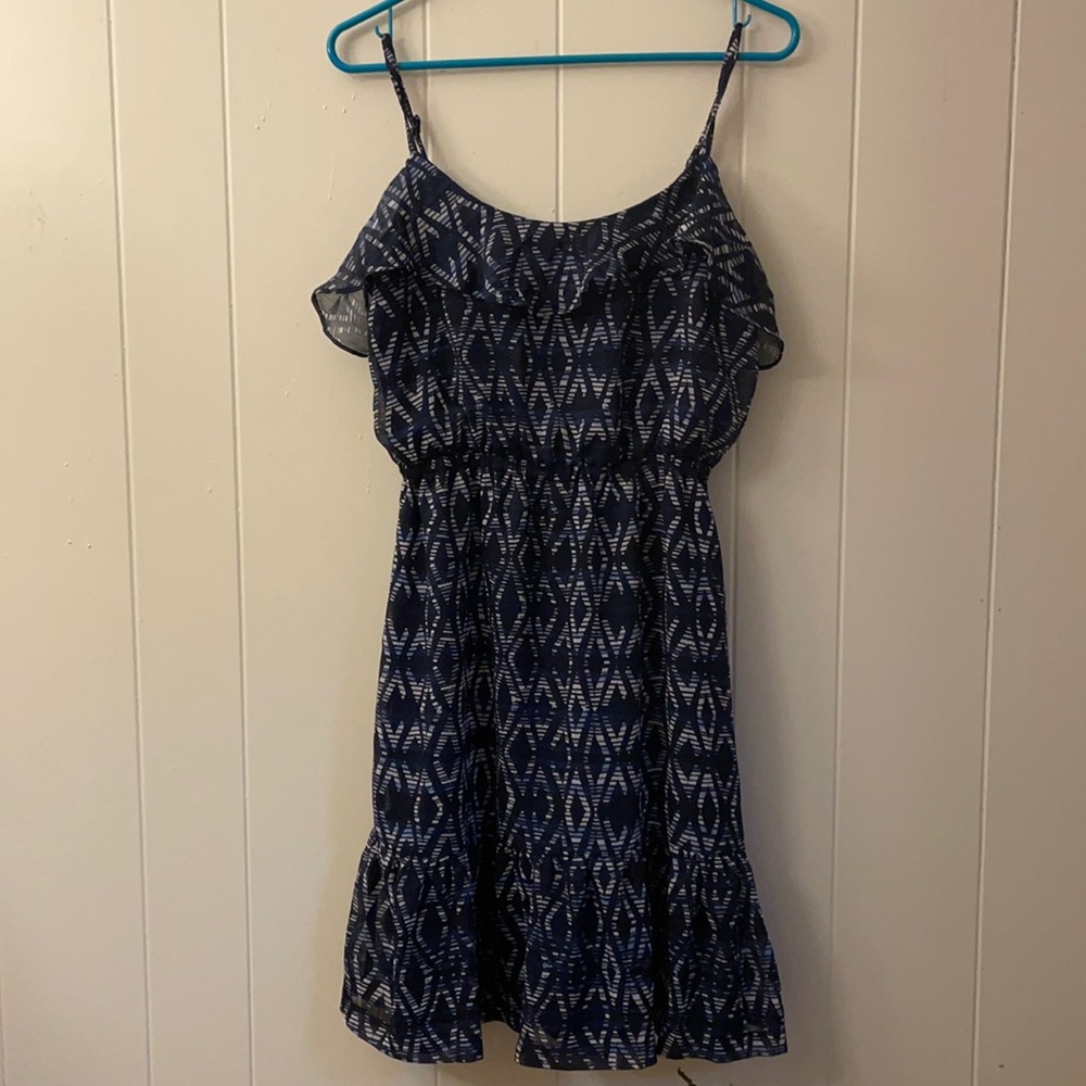 6 for $20 Gap boho ruffle blue mini dress